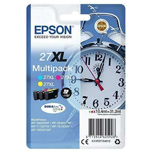 Epson 235M164 Alarm Clock No.27 X-Large Series High Capacity Ink Cartridge, Multi-Coloured, Pack of 3, Amazon Dash Replenishment Ready 2