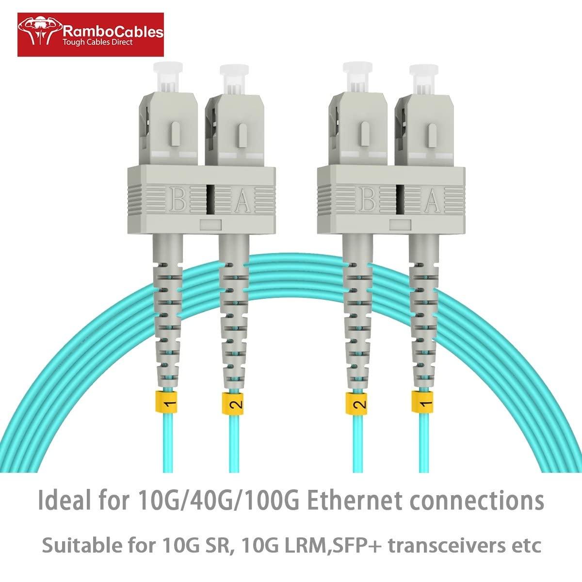 200ft(61m) OM3 SC SC Fiber Patch Cables MMF Multimode, Options 1ft~200ft, SC to SC Fiber Optic Patch Cords Duplex, 50/125μm 10G LSZH OD 2.0mm 𝙍𝙖𝙢𝙗𝙤𝘾𝙖𝙗𝙡𝙚𝙨 1