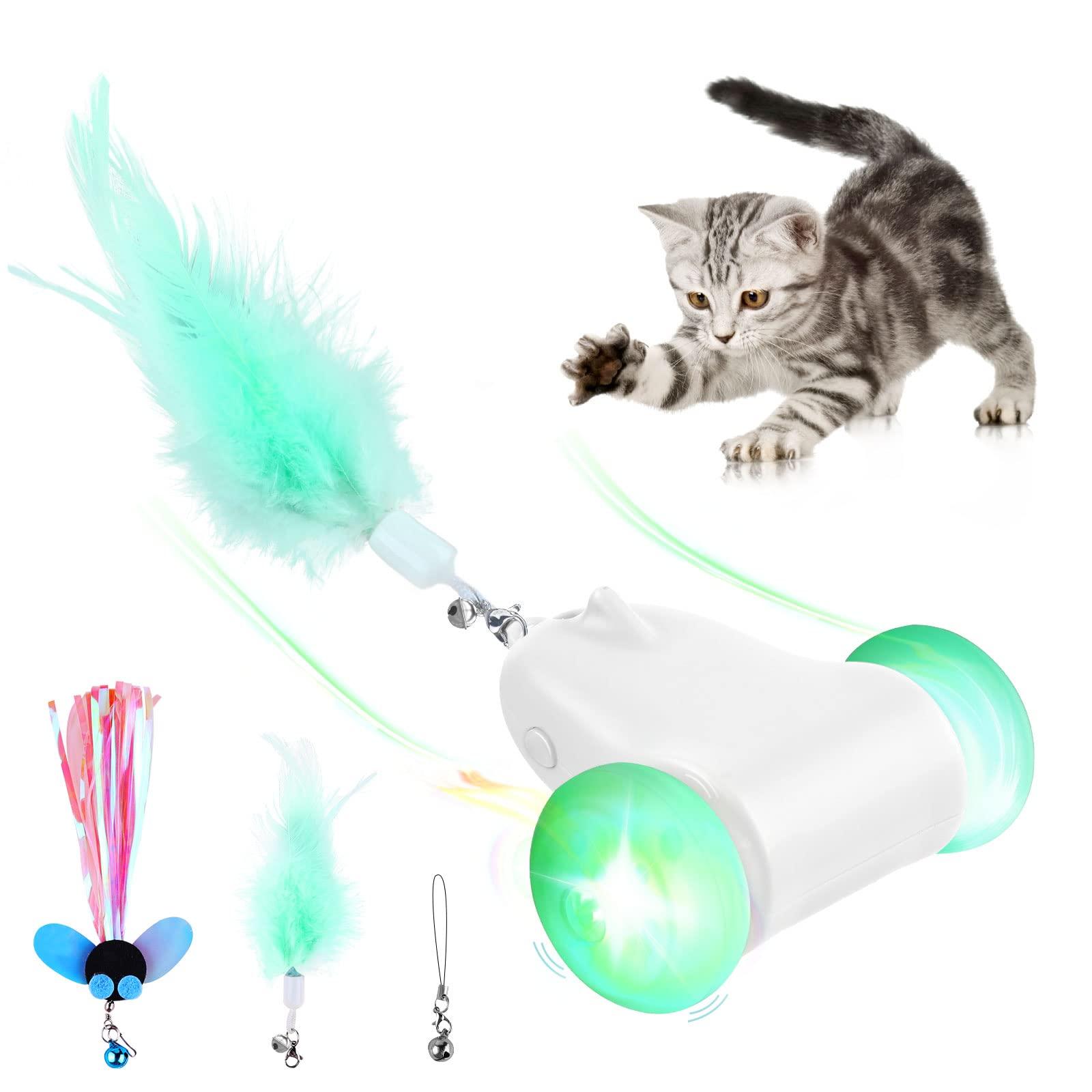 FWLWTWSS Interactive Cat Toy, Automatic Cat Toy Electric Cat Toy Adjustable Speed, Cat Toys with Intelligent Obstacle Sensor for Cat