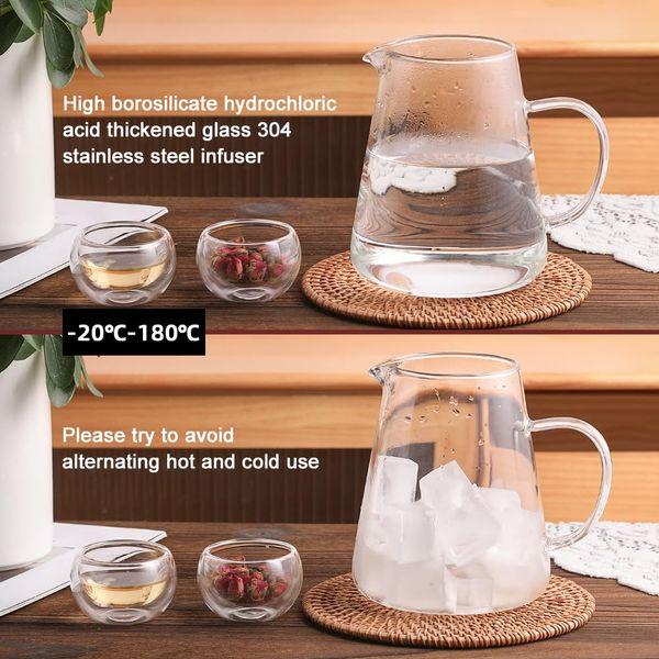 Sweejar Home 1000ml Borosilicate Glass Teapot, Tea Pot with Heat Resistant Stainless Steel Infuser, Suitable for Loose Leaf Tea, Stove and Microwave Safe (4-5 Cups) 3