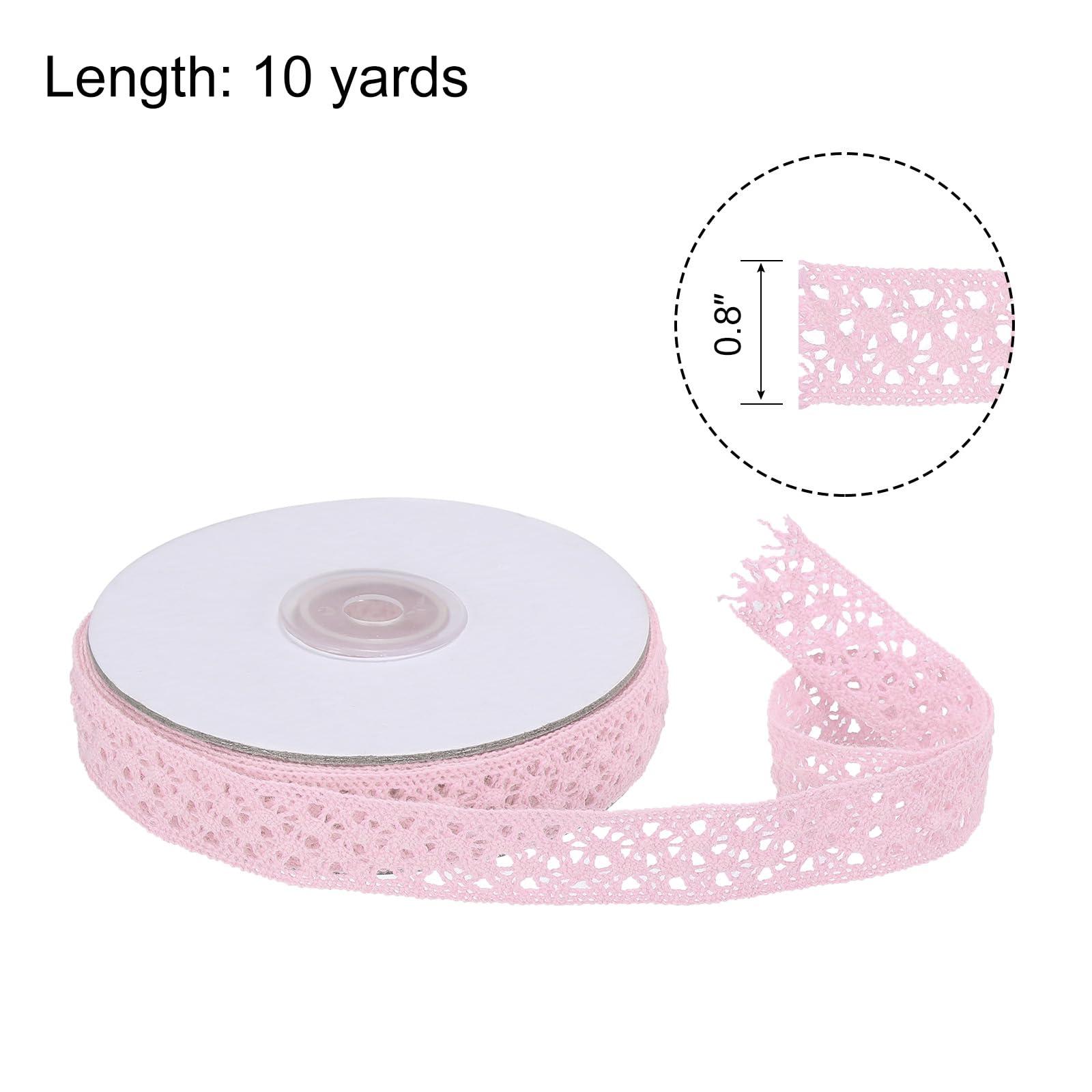 sourcing map Lace Ribbon 10 Yards 0.8 Inch Lace Flower Trim for Craft Gift Package Headbands Wedding Light Pink 6