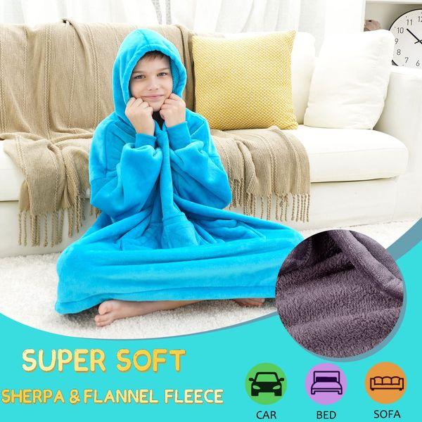 REDESS Blanket Hoodie Sweatshirt, Wearable Blanket Oversized Sherpa with Sleeves and Giant Pocket, Cozy Hoodie Warm for Adult Kids 3