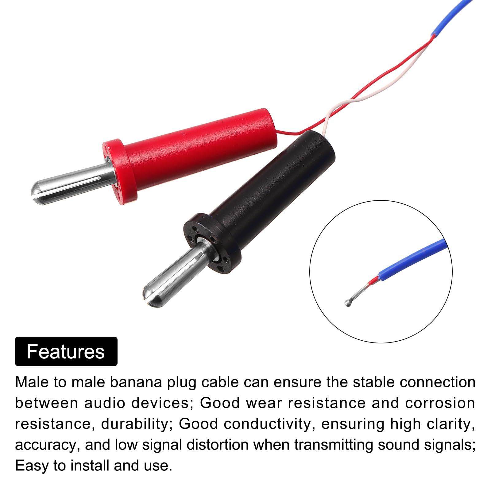 sourcing map 2pcs Banana Plug Test Lead Male to Male Multimeter Cable 6.6ft Banana Tip Plugs 4mm for Multimeter Thermometer Speaker Cable 2