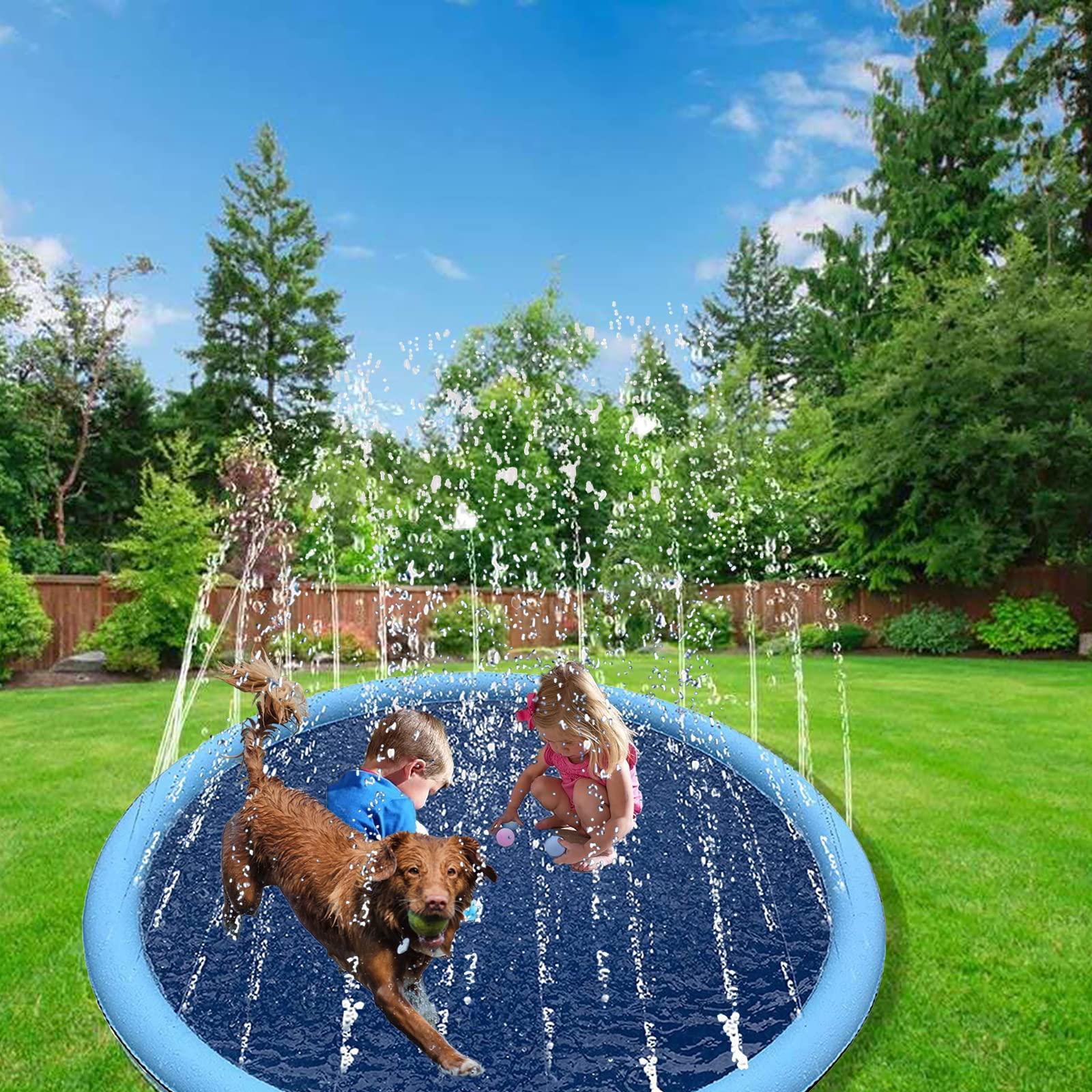 YUDANSI Dog Paddling Pool, 170cm Thickened Foldable Dog Pool For Small Dogs Cats And Kids, Indoor Outdoor Pet Dog Swimming Pool Portable PVC Non Slip Dog Bathing Tub, Garden Patio Pet Paddling Pool 4