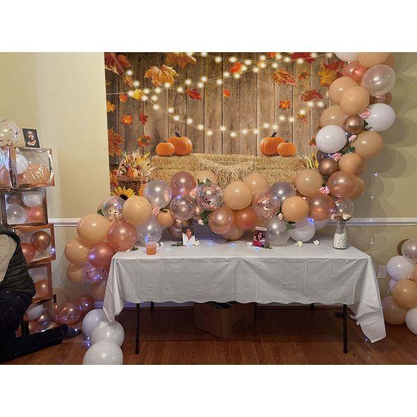 Fall Pumpkin Photography Backdrop Autumn Harvest Hay Glitter Wooden Background 8x6FT Maple Sunflowers Newborn Baby Shower Banner Party Decorations Photo Booth Props 2