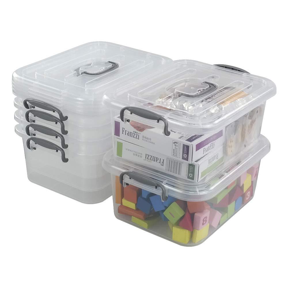 Zerdyne Set of 6 Clear Storage Boxes, 8 L Plastic Latching Storage Box Container 0