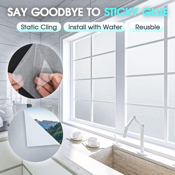 ouyili Frosted Glass Window Film Static Clings Removable Non Adhesive, Add Privacy and Style to Your Windows, Anti-UV Heat Control Sun Blocking not Affect Natural Light Enter (44.5 cm×400 cm) 3