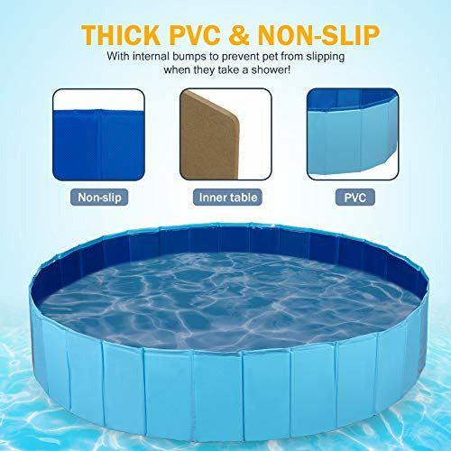 Dono Foldable Pet Dog Swimming Pool, PVC Puppy Bathing Tub Blue, Non-Slip Children Ball Pits Kids Dog Paddling Bathing Pool 1