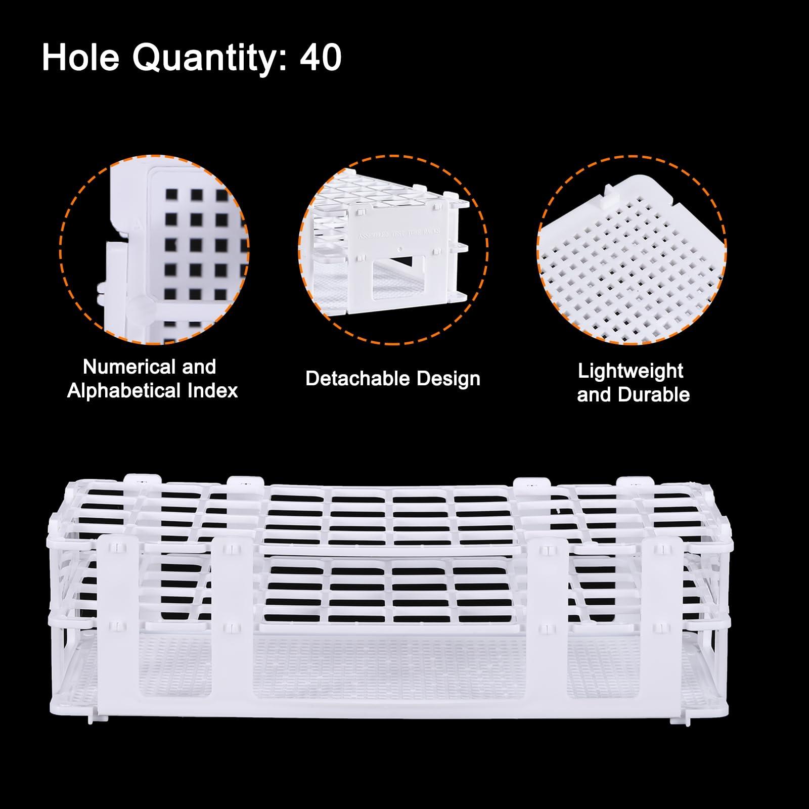 sourcing map PP Plastic Test Tube Rack Holder 40 Holes 3 Layers Lab Detachable Tube Holder White for 21mm Test Tubes, Pack of 3 2