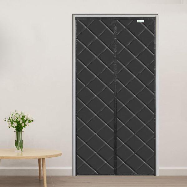 Magnetic Thermal Insulated Door Curtain 75 X 200 CM, Well Made for Living Room, Easy to Install, Keeps The Heat Much Warmer for Your Family, Black