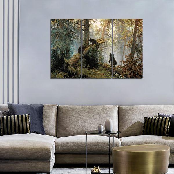 Bear Play In Forest Broken Tree Wall Art Painting The Picture Print On Canvas Animal Pictures Modern Artwork For Living Room Dinning Room Home Decor Decoration Gift 1