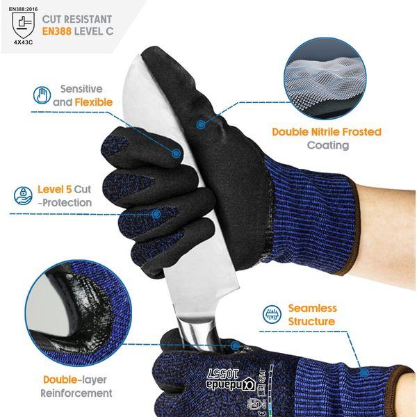 ANDANDA Level 5 Cut Resistant Gloves, Comfort Stretch Fit, Provide Strong Grip, Seamless Structure, Work Gloves Suitable For Construction Glass Manufacturing, Machinery (6, Medium) 1