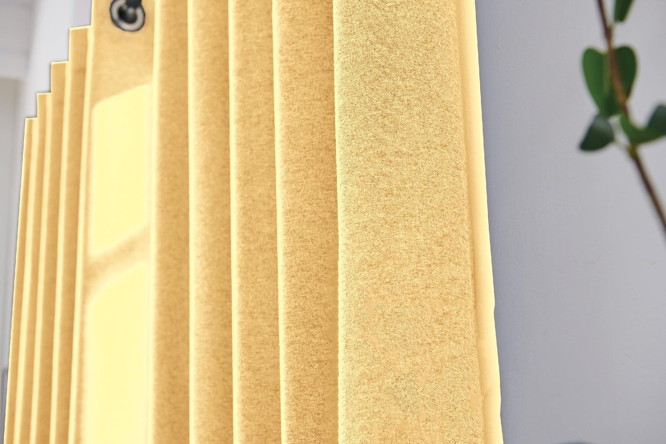 COASTLINE Luna brushed blackout eyelet curtains Ochre Yellow thermal insulated window treatment 2 panels blinds floor curtains for bedroom,Livingroom,Kids nursery room Width 90" x Drop 72" 3