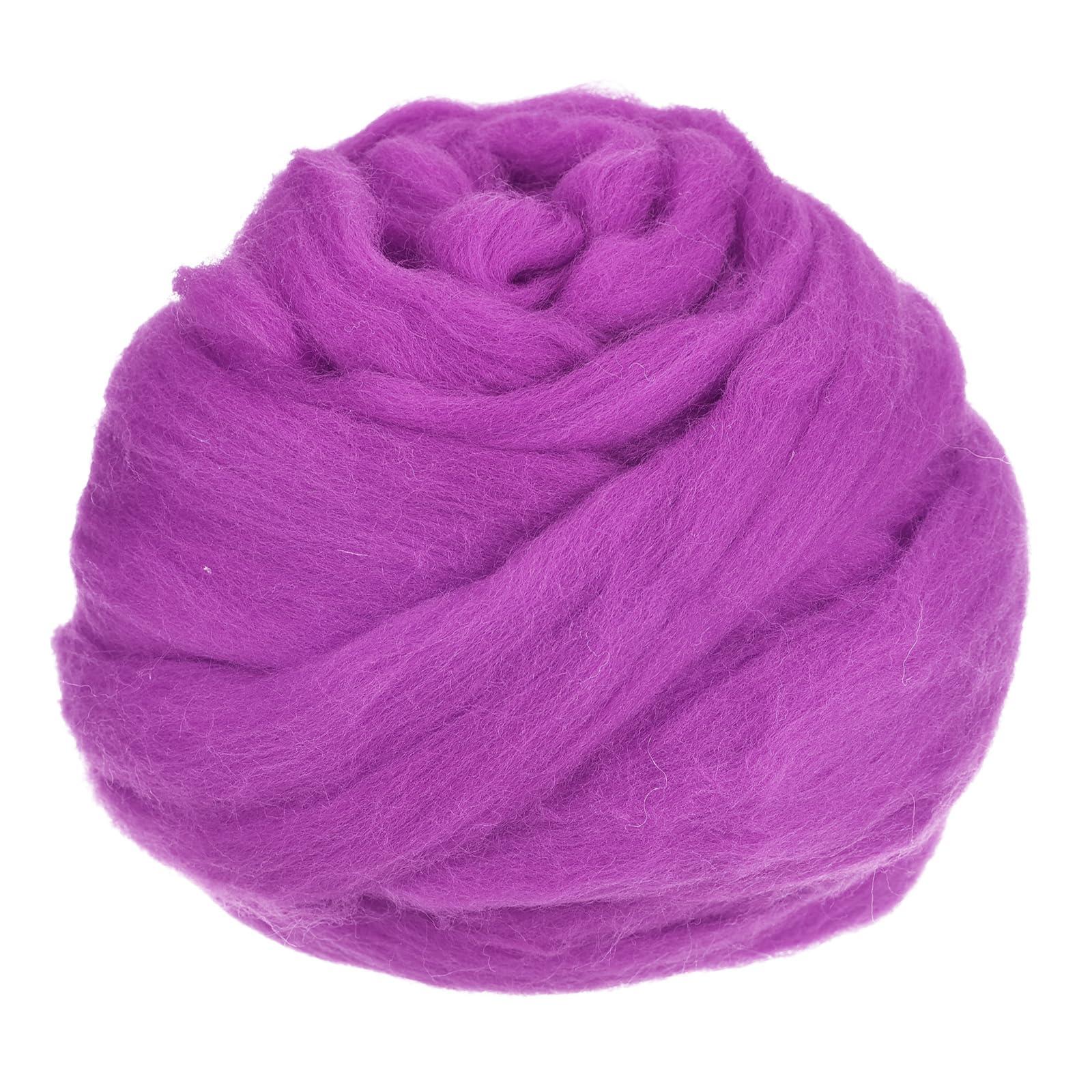 sourcing map Needle Felting Wool, 3.5 Oz Nature Fibre Wool Yarn Roving for Wet Felting, Handcrafts, DIY Materials (Violet) 0