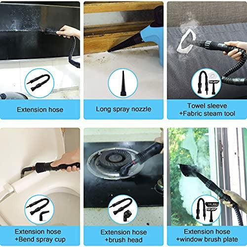 MLMLANT 450ml Multi Purpose Handheld Portable Home Steam Cleaner,Mini Hand Held Steamer Grout,9 Pcs Accessory,For the Car,Window,Shower,Oven,Carpets,Curtains,Upholstery,Furniture,Bathroom,Tile,Floor 1