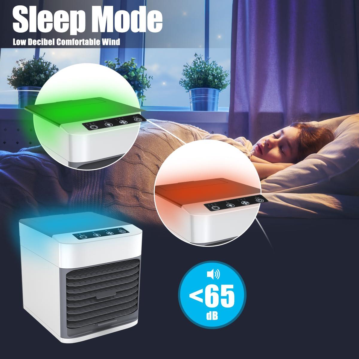 JingZhouYang Personal Portable Air Conditioner and Humidifier - Purifying Filter Cleanses Air of Bacteria and Dust Particles, Blue LED Night Light Feature, 3 Speed Levels for Every Situation 3