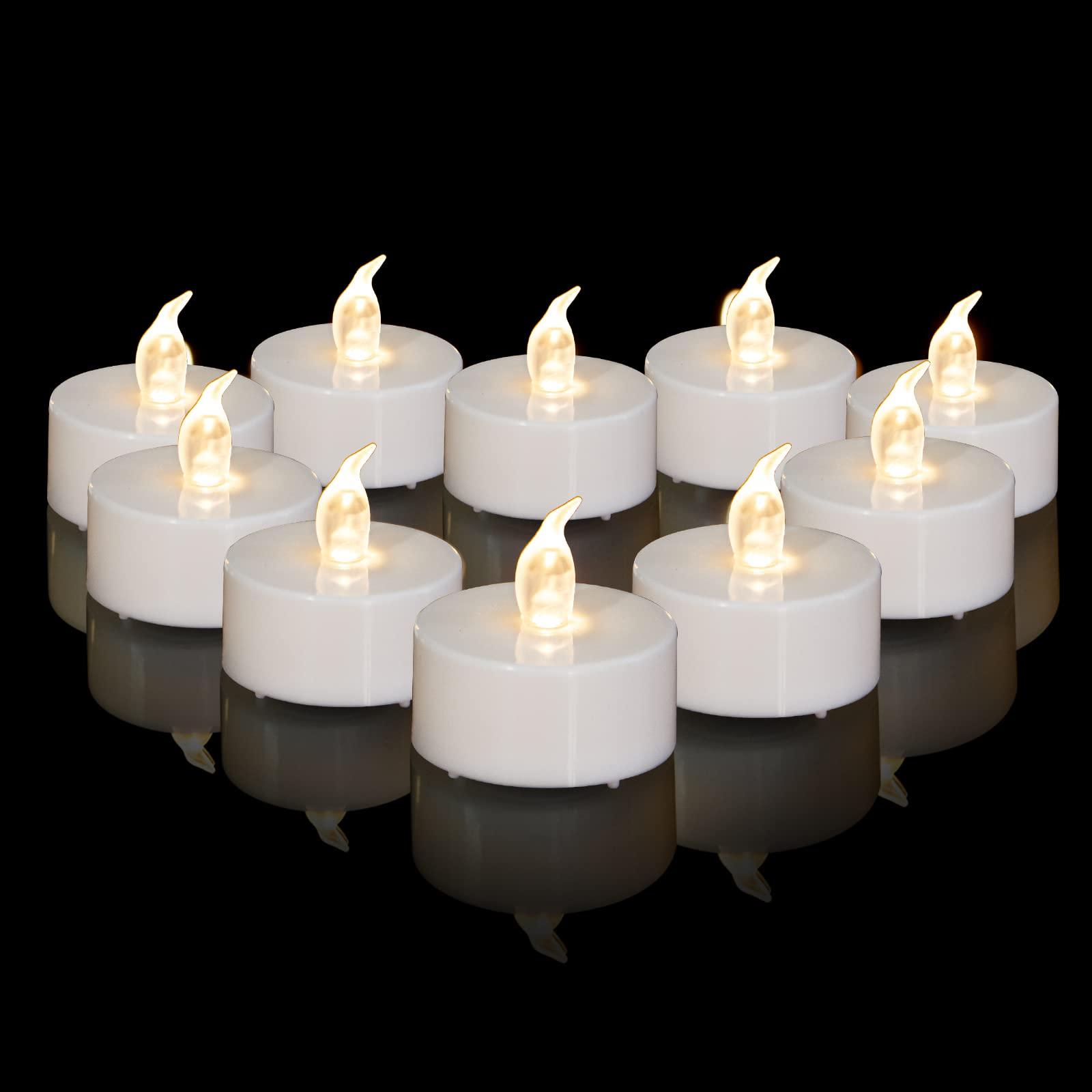 Abrief Tea Lights Candles Battery Operated - LED Tea Lights Realistic and Bright Flickering Flameless LED Candles 50 Pack for Seasonal & Festival Celebration Warm White Lamp