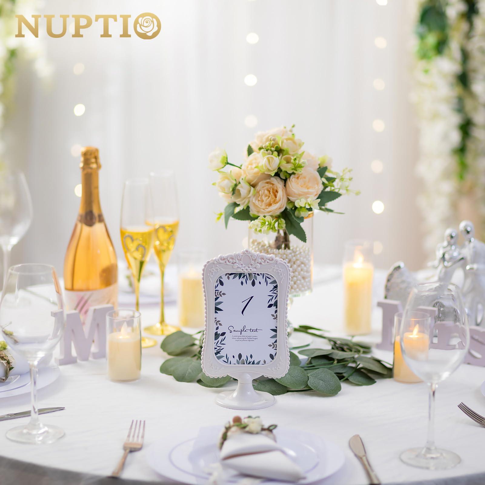 NUPTIO Photo Frame Double Sided: Set of 8 6x4 Inch White Picture Stand Baby Standing Vintage Wedding Day Table Birthday Multipack Plastic Love Christmas Anniversary Photograph Shower Photoframe 2