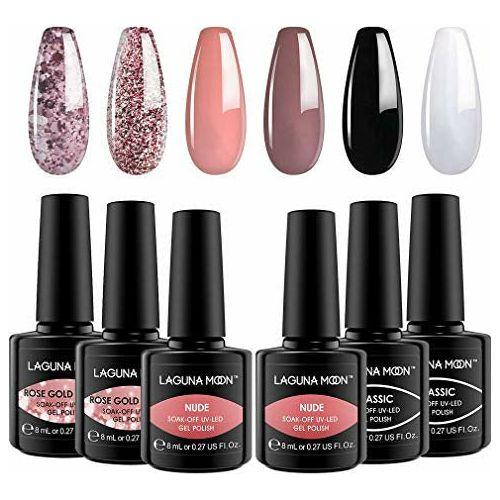 Gel Nail Polish Kit with 36W Nail Dryer UV Led Lamp - Home Manicure Nail Art Starter Kit with 6 Classic Colours, No-Wipe Top Coat, Base Coat, Nail Cleanser and Remover - DIY or Salon Use (6 x 8ml) 1