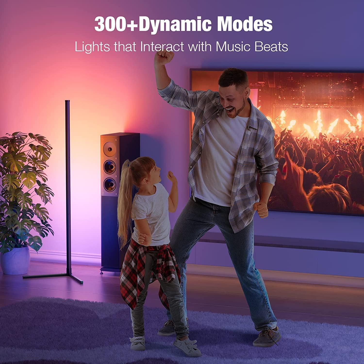 bedee Folding Floor Lamp: DIY Shaped RGB Floor Lamp with Music Sync and Timing, Modern 16 Million Color Changing Standing Light with Smart Remote & App Control for Living Room Gaming Room Bedroom 3