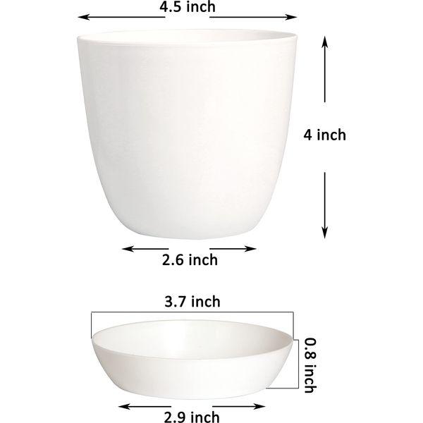 Youngever 8 Sets 11CM Plastic Planters with Saucers, Indoor Flower Plant Pots, Modern Decorative Gardening Pot with Drainage (Mordern 8 Sets) 1