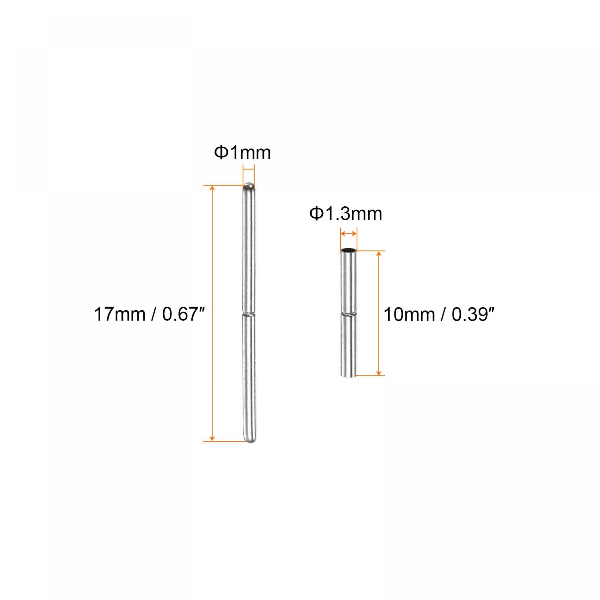 sourcing map 10pcs Watch Strap Tubes Pins 1.3mm Tube Dia 21mm Pin Length Stainless Steel Connecting Shaft for Watch Band Repairing Replacement 1