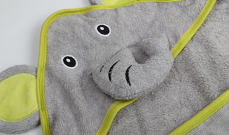 MKW Hooded Baby Towel - Animal, Hooded Bath Towels for Babies, Toddlers - Extra Large Baby Towel Perfect Baby Gift for Boys and Girl (Grey Elephant) 1