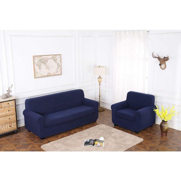 TIANSHU 2 Piece Sofa Slipcover, Stretch Couch Cover for Sofa, Stylish Jacquard Furniture Covers (Sofa,Navy Blue) 1