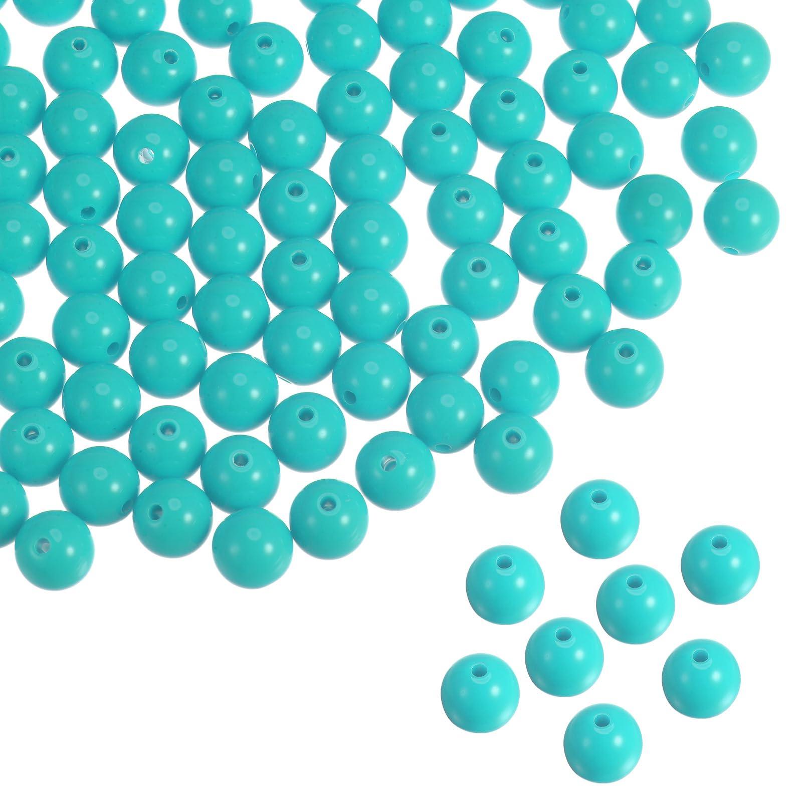 sourcing map 900pcs Acrylic Round Beads 10mm Loose Bubble Craft Bead Assorted Candy Color for DIY Bracelet Earring Necklace Jewelry Making, Blue Green 0