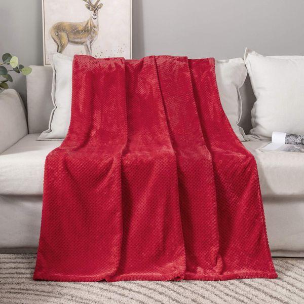 MIULEE Fleece Blanket Throw Red Twin Size Fluffy Plush Granule Bed Blankets - Soft Solid Warm Microfiber Throw as Bedspread for Bed Couch Sofa Settees 150x200cmï¼60"x80",Redï¼ 2