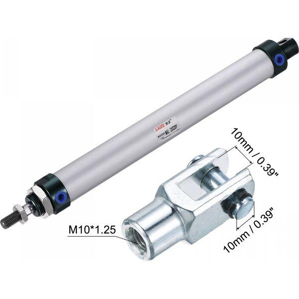 sourcing map Pneumatic Air Cylinder Double Action MAL25X200 25mm Bore 200mm Stroke with Y Connector and 4Pcs Quick Fitting Set 4