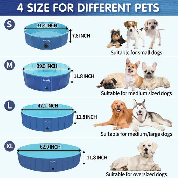 furrybaby Foldable Dog Pool For Dogs, Dog Padding Pool Portable For Dog Bath, Plastic Dog Swimming Pool Large Hard Kid Pool (Navy 120 * 30cm) 1