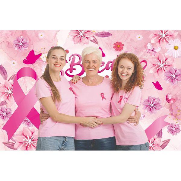 Breast Cancer Awareness Month Backdrop 8x6FT Pink Awareness Ribbon Love Breast Background Breast Cancer Faith Hope Awareness Decoration for Women 4