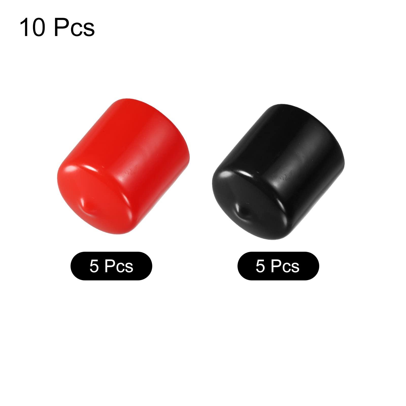 sourcing map 10pcs Rubber End Caps Cover Assortment 28mm PVC Vinyl Screw Thread Protector for Screw Bolt, Black Red 7