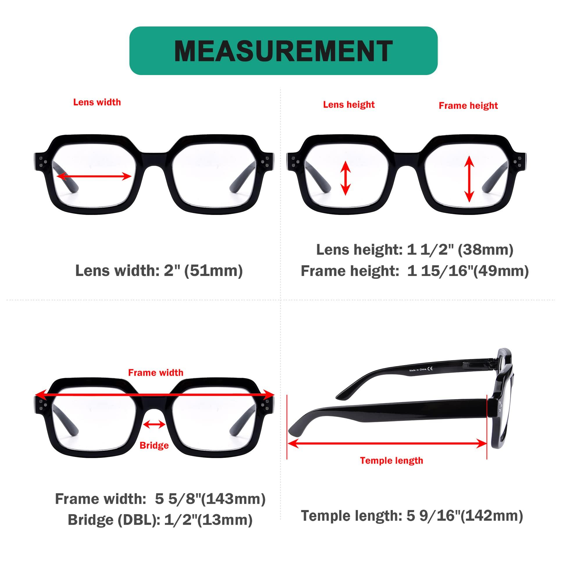Eyekepper 5-pack Reading Glasses for Women Square Readers Large Frame +1.0 7