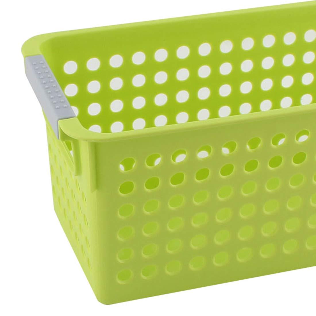 sourcingmap Plastic Office Family Bathroom Rectangle Design Storage Basket Organizer Green 8