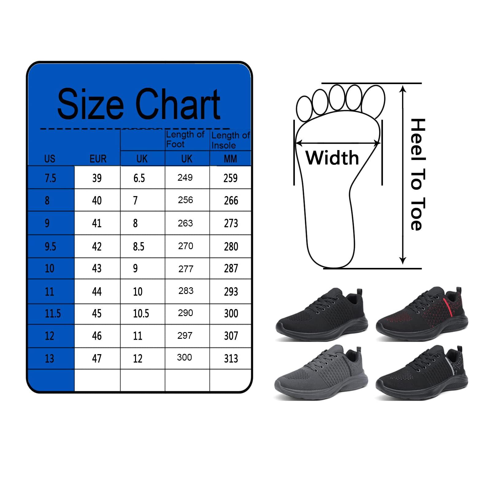 Walking for Men Wide Shoes Fashion Sneakers Mesh Workout Casual Sports Non Slip Shoes Breathable Tennis Running Athletic Shoes Lightweight Red Black 3