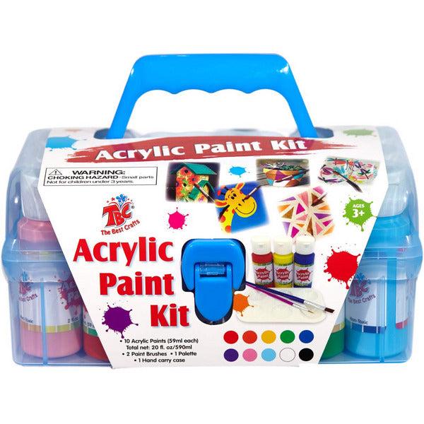 TBC The Best Crafts Acrylic Paints Set Including 10 Bottles Acrylic Paint 0.2 oz Each & 2 Painting Brushes Ideal for Kids & Artists 1