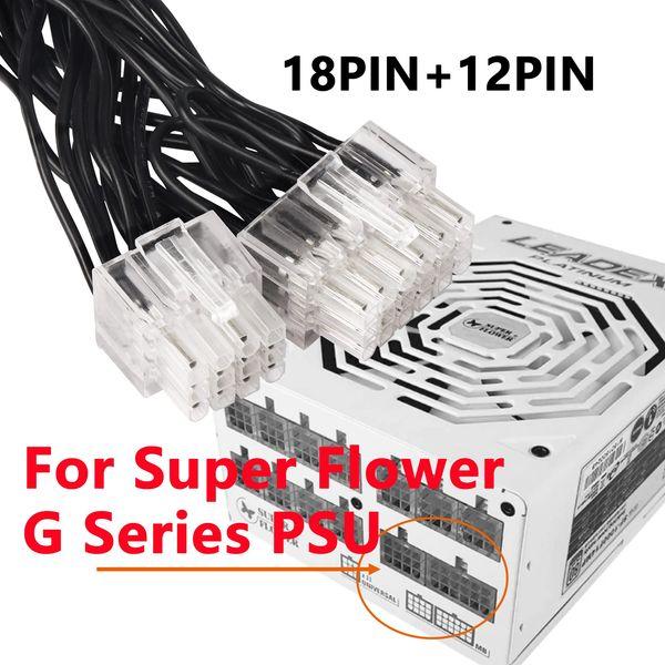 CERRXIAN 18 Pin + 12 Pin to 24 Pin ATX PSU Power Sleeved Cable, for Super Flower leadex G Series 2