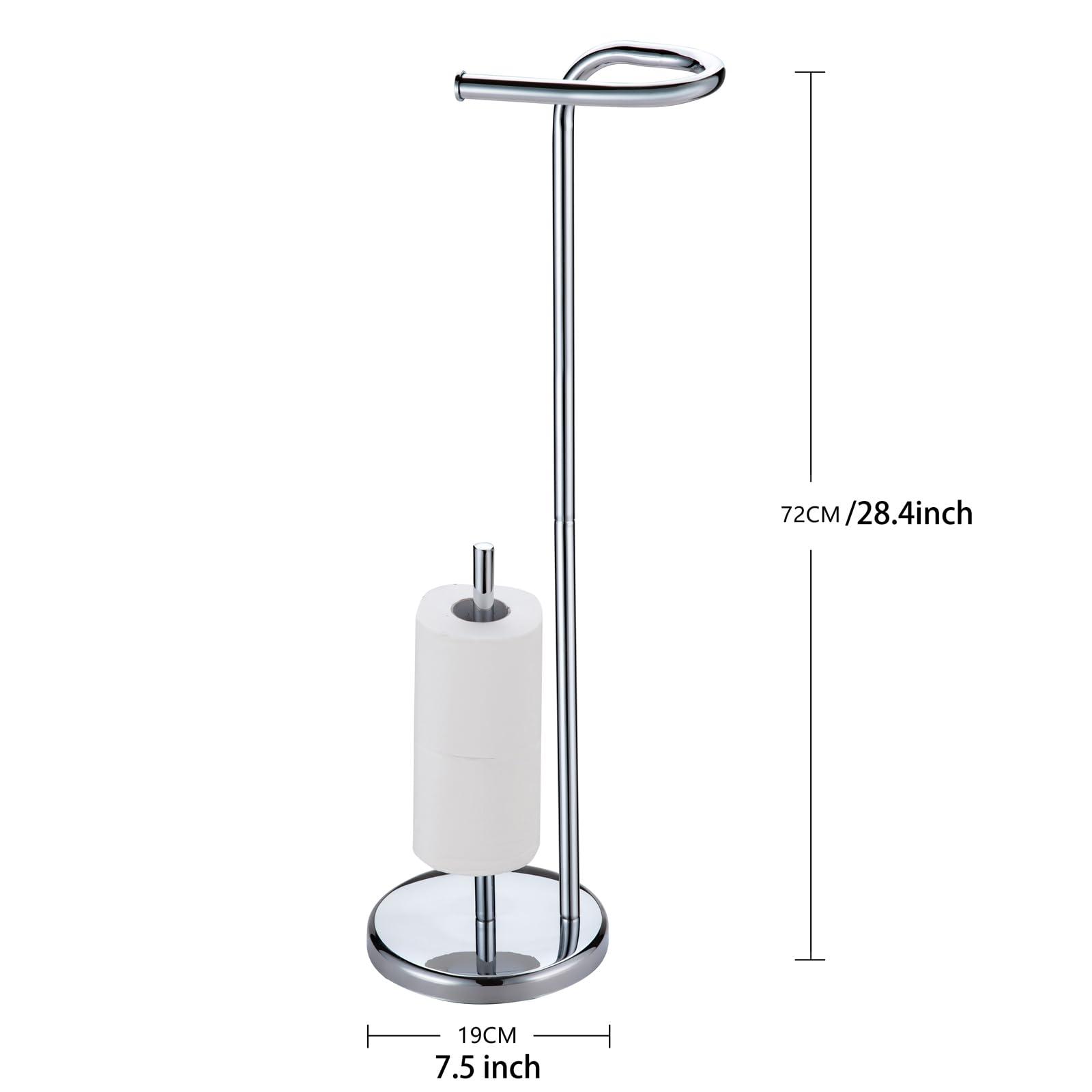 Toilet roll holder free standing Chromed with Heavy Floor,Toilet Paper Storage,Two-in-one Toilet Paper Holder for Kitchen and Bathroom 1