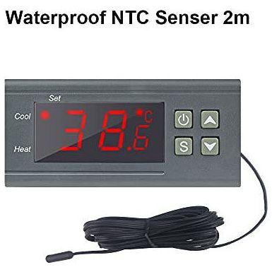 KETOTEK Temperature Controller STC1000, Digital Thermostat Dual Relay AC 220V Temperature Calibration with NTC Sensor Probe, Freezer Incubator Heating Cooling 3