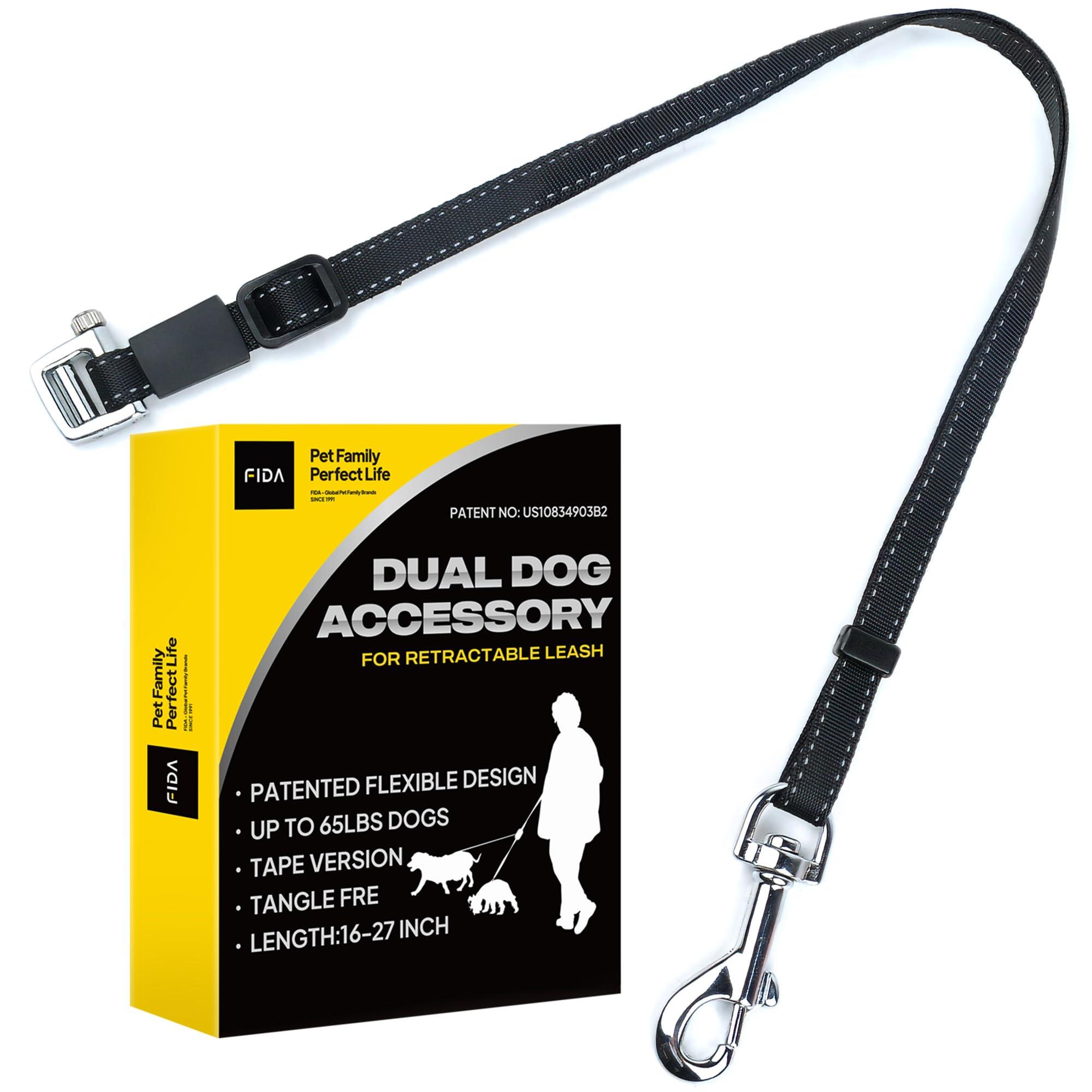 Fida Double Dog Lead Accessory for Retractable Dog Lead, No Tangle Double Dog Lead with Patented Roller Design, Suitable for Second Dog Weighing Less Than 30kg 0