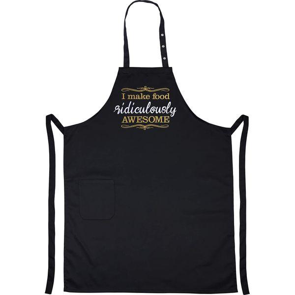 EXPRESS-STICKEREI Cooking apron women Adjustable Kitchen Aprons with Pocket | adjustable neck strap (I make food ridiculously awesome - Kochschürze) 1