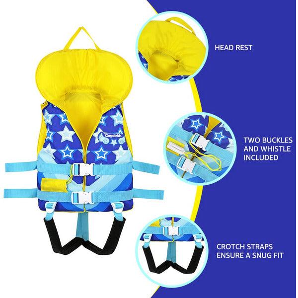 Gogokids Swim Float Vest for Kids - Boys Girls Heads-Up Flotation Jacket Buoyancy Swimsuit Swimwear for Children Swimming Learning, Orange XS 3