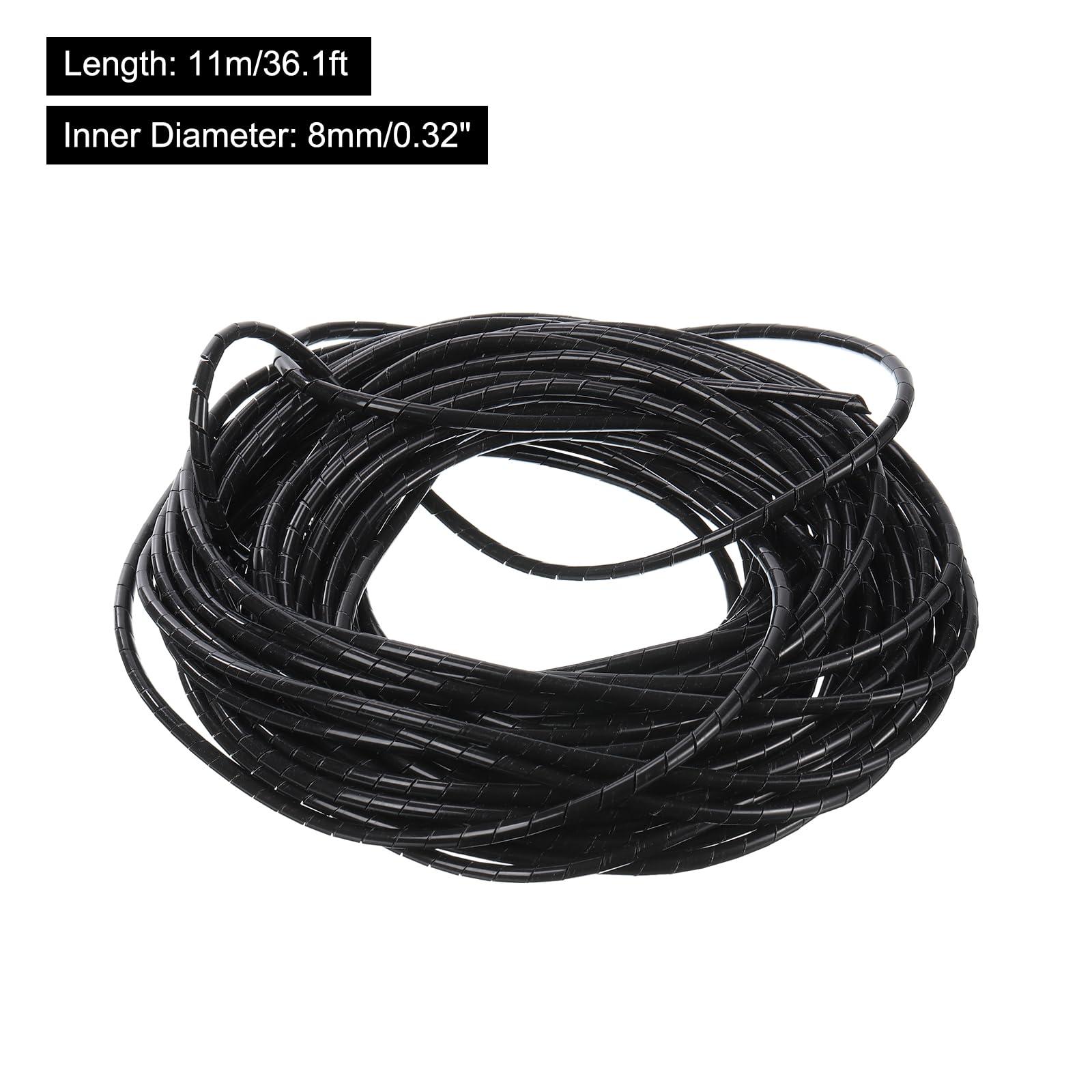 sourcing map 4Pcs Spiral Tube Wrap Cable Management Sleeve 36.1ft 8mm ID Flexible PE Cord Organizer for Computer Wire Power Cable Gas Pipe White 6