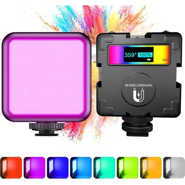 Splenssy RGB Video Light RGB 360Â°Full Color LED Camera Light with 3 Cold Shoe 20 Scene Modes 2500K~8500K 2000mAh Rechargeable Battery 0