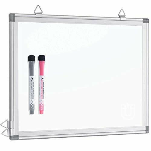 Whiteboard for Wall 38 x 30cm, ARCOBIS Small Dry Erase Board Magnetic Double Side Hanging Board Lightweight for Kids Student Drawing Homeschooling Home Office - Silver 0