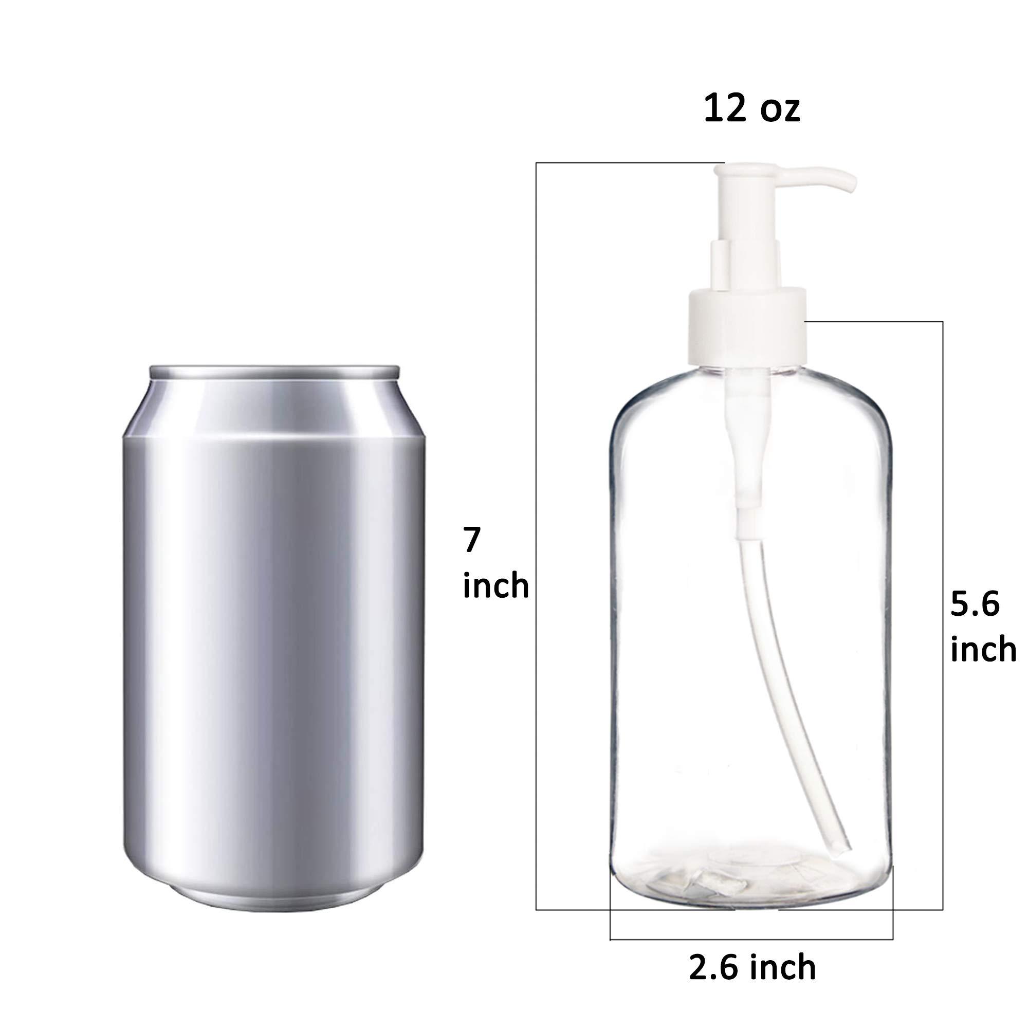 Youngever 6 Pack 350ML Plastic Pump Bottles, 12 Ounce Refillable Plastic Pump Bottles with Travel Lock (Clear) 2