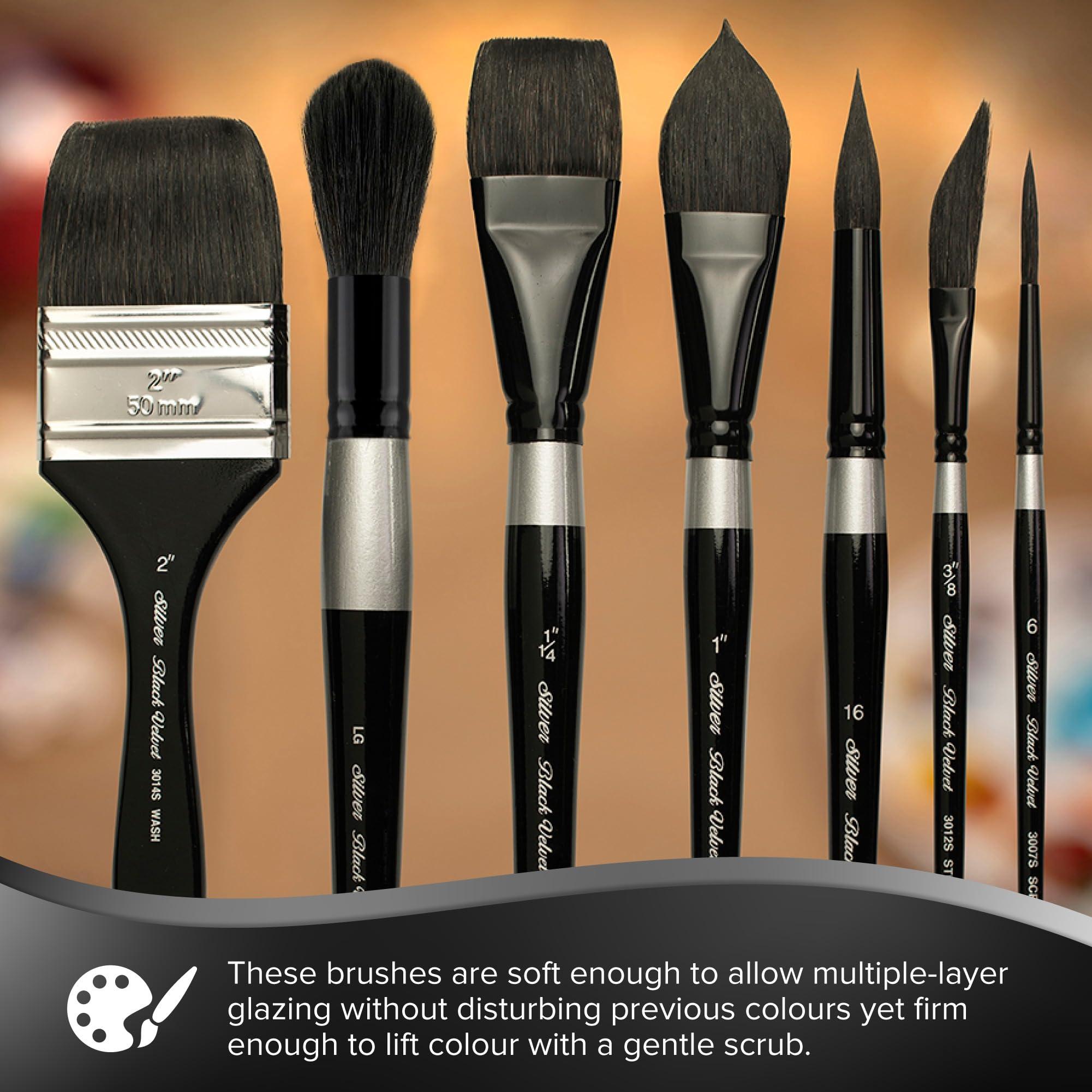 Silver Brush Limited 3000S20 Black Velvet Round Brush for Watercolour, Size 20, Short Handle 4