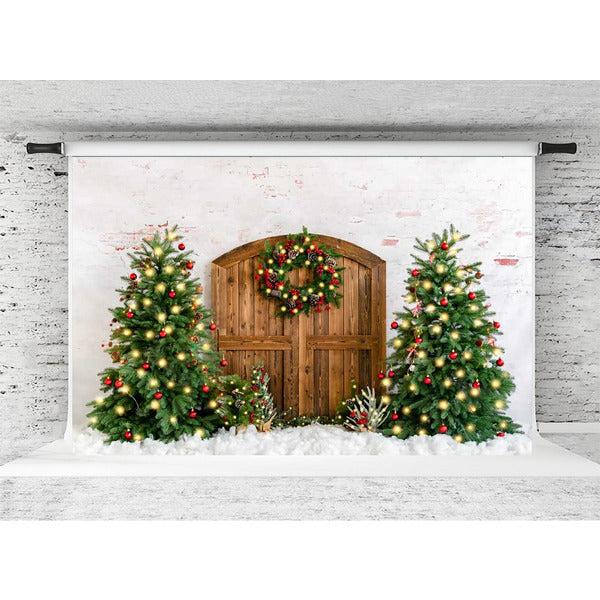 Kate Christmas Background Christmas Photo Background Christmas Tree Snow Barn Garland Photo Studio Props 3x2m Microfiber for Photography